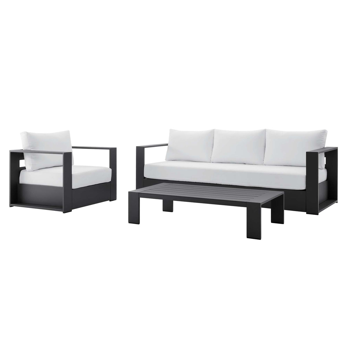 Tahoe 3-Piece Outdoor Patio Powder-Coated Aluminum Set - Gray White