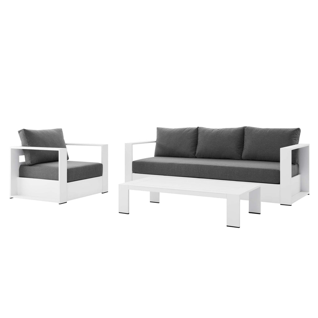 Tahoe 3-Piece Outdoor Patio Powder-Coated Aluminum Set - White Charcoal