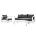 Tahoe 3-Piece Outdoor Patio Powder-Coated Aluminum Set - White Charcoal