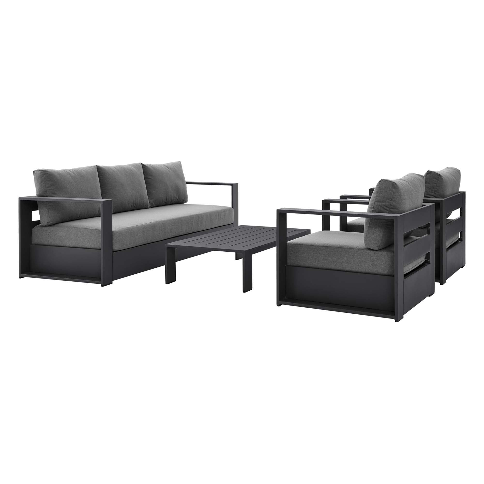 Tahoe 4-Piece Outdoor Patio Powder-Coated Aluminum Set - Gray Charcoal