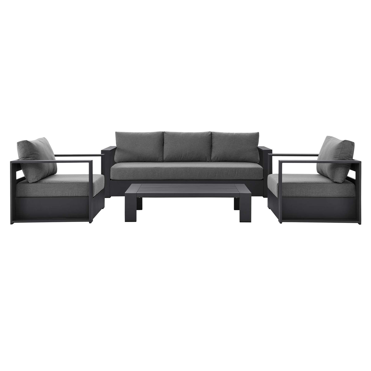 Tahoe 4-Piece Outdoor Patio Powder-Coated Aluminum Set - Gray Charcoal