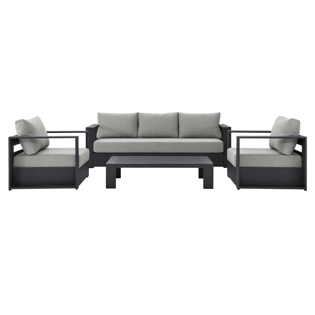 Tahoe 4-Piece Outdoor Patio Powder-Coated Aluminum Set - Gray Gray