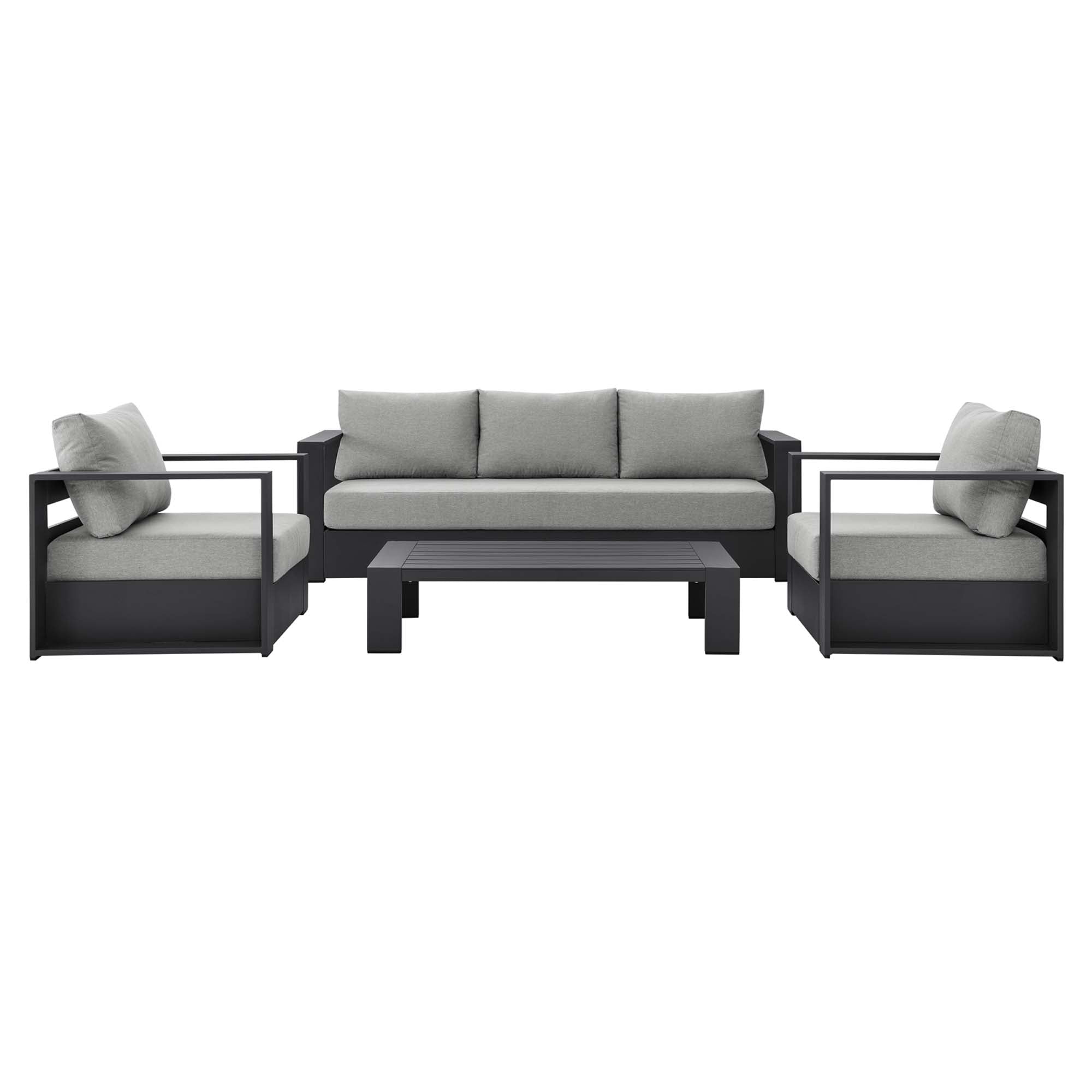 Tahoe 4-Piece Outdoor Patio Powder-Coated Aluminum Set - Gray Gray