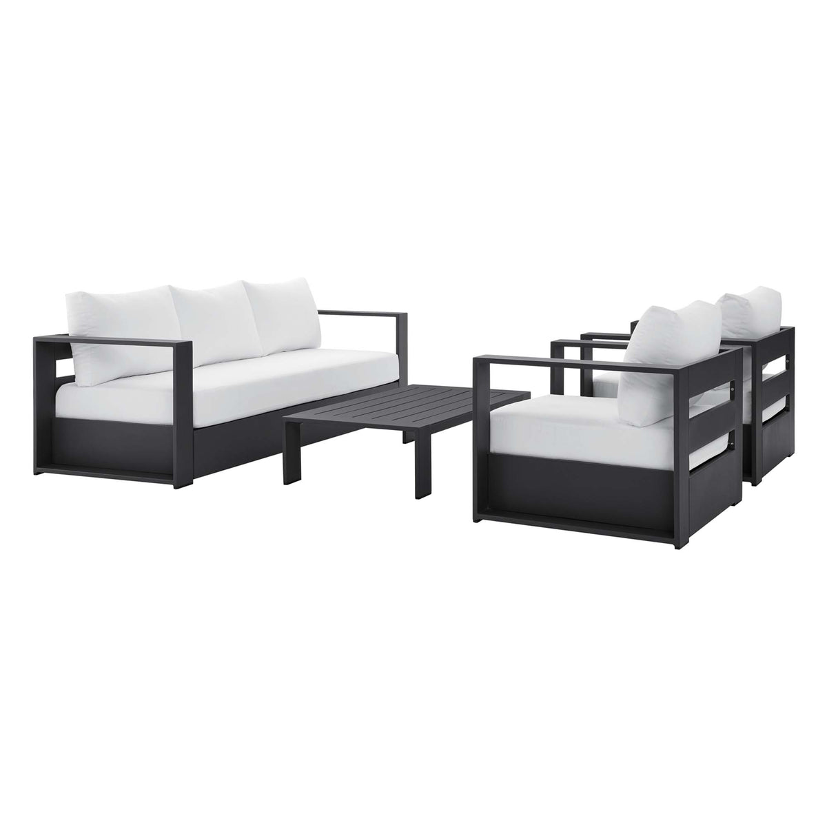 Tahoe 4-Piece Outdoor Patio Powder-Coated Aluminum Set - Gray White