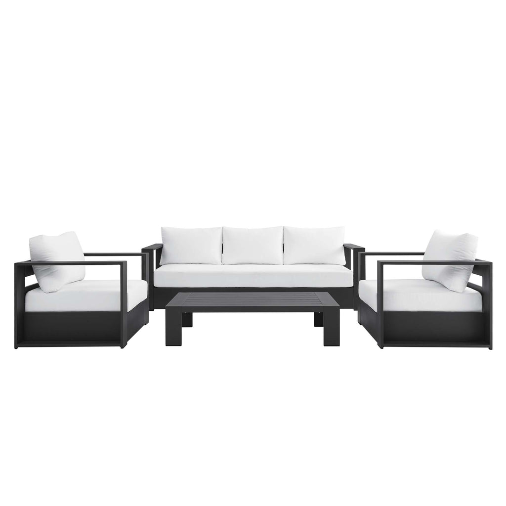 Tahoe 4-Piece Outdoor Patio Powder-Coated Aluminum Set - Gray White