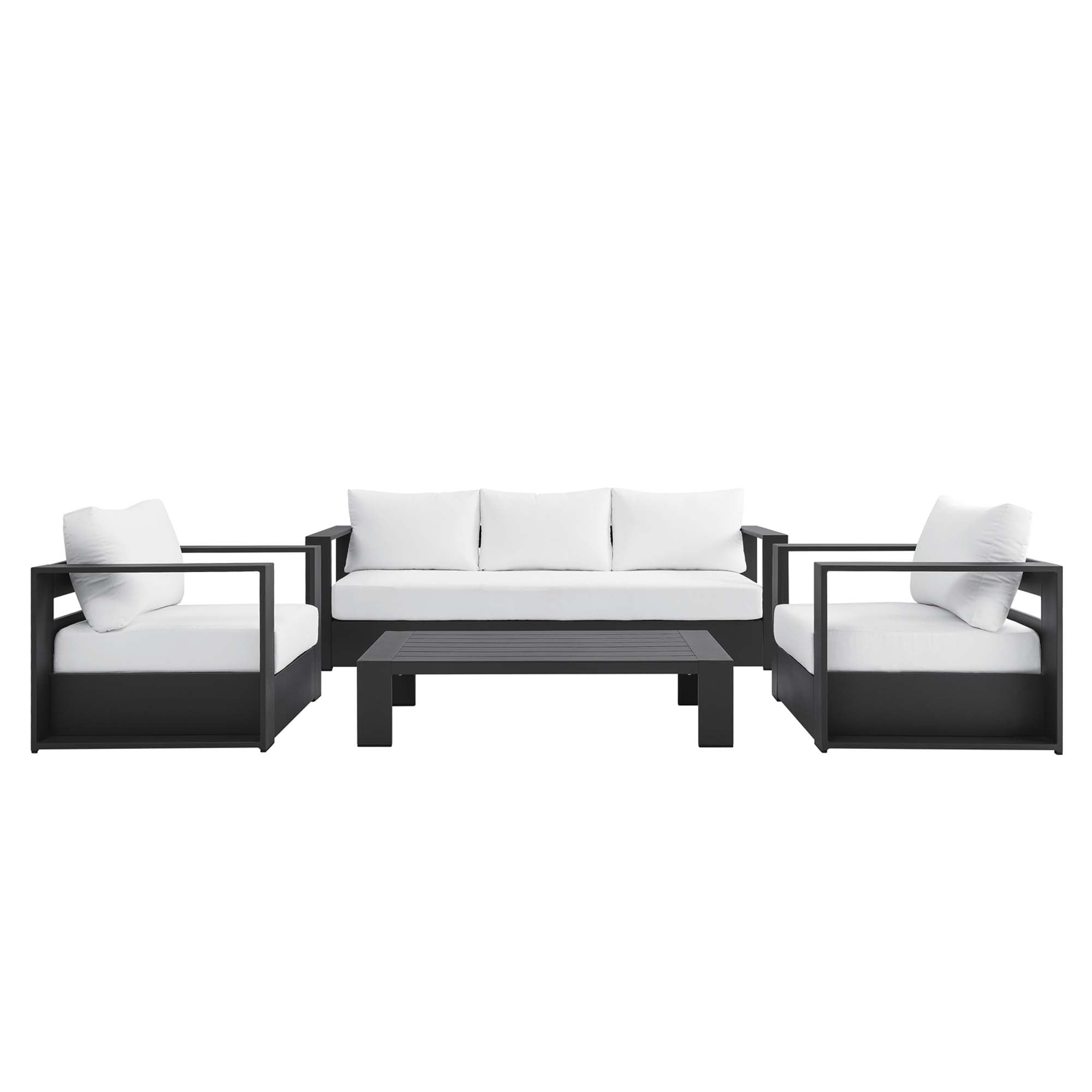 Tahoe 4-Piece Outdoor Patio Powder-Coated Aluminum Set - Gray White