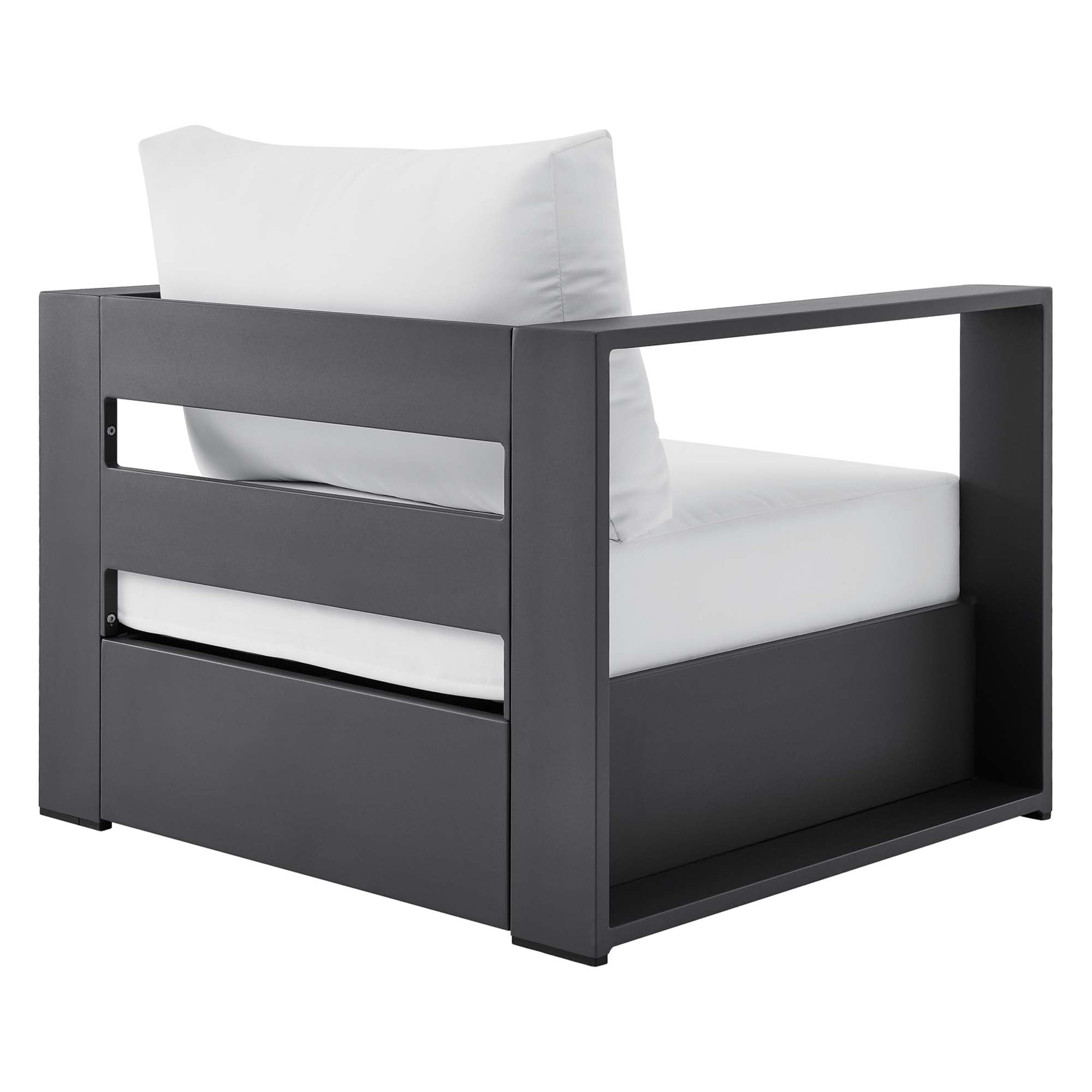 Tahoe 4-Piece Outdoor Patio Powder-Coated Aluminum Set - Gray White