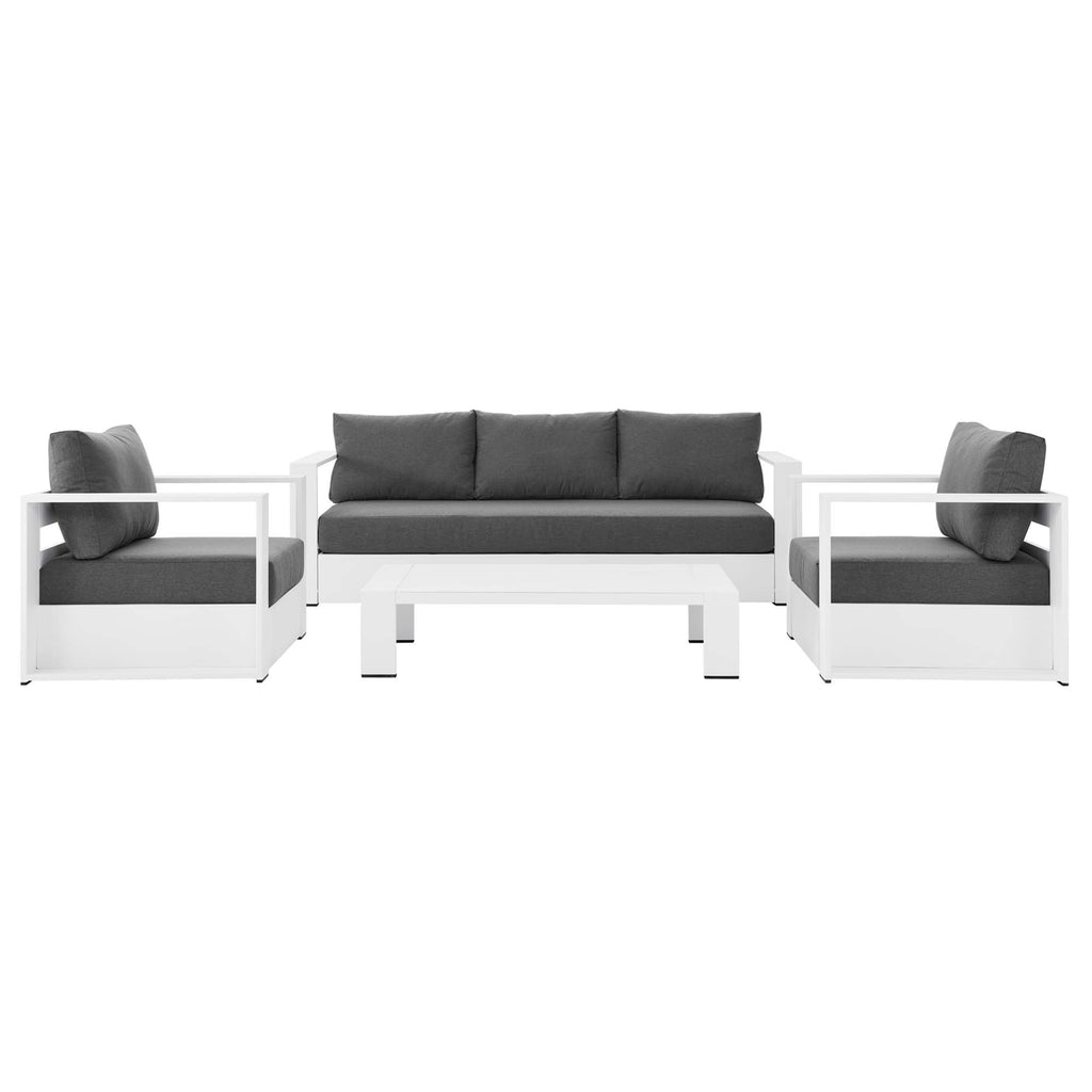 Tahoe 4-Piece Outdoor Patio Powder-Coated Aluminum Set - White Charcoal