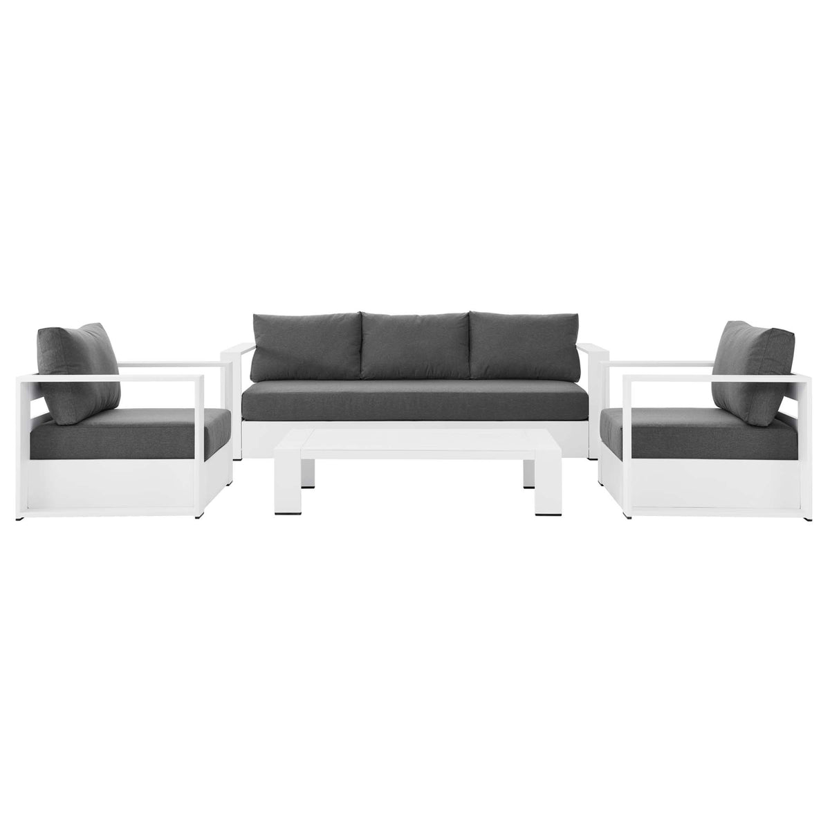 Tahoe 4-Piece Outdoor Patio Powder-Coated Aluminum Set - White Charcoal