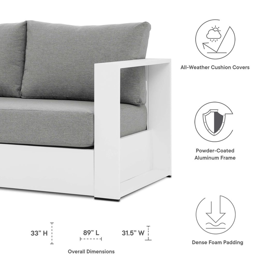 Tahoe 4-Piece Outdoor Patio Powder-Coated Aluminum Set - White Gray