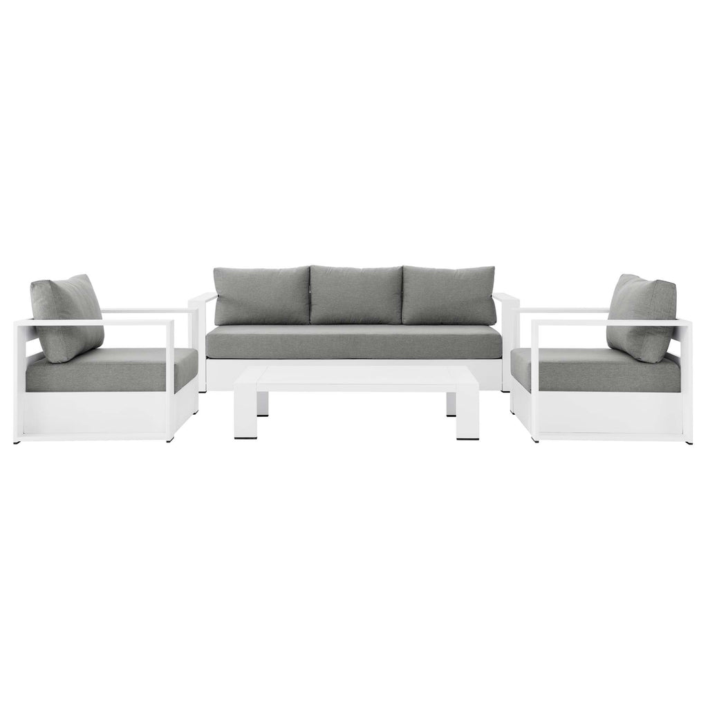 Tahoe 4-Piece Outdoor Patio Powder-Coated Aluminum Set - White Gray