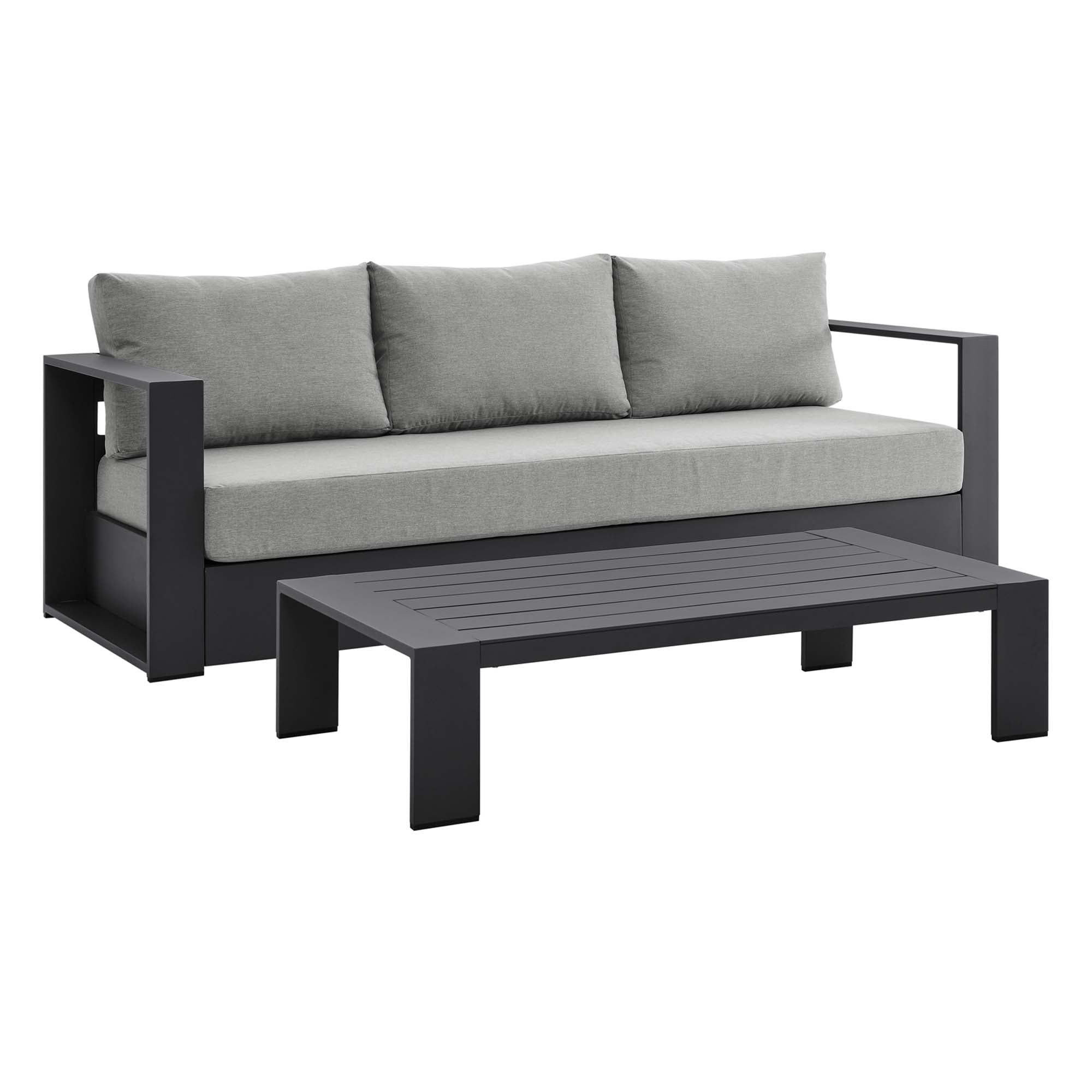 Tahoe 2-Piece Outdoor Patio Powder-Coated Aluminum Set - Gray Gray