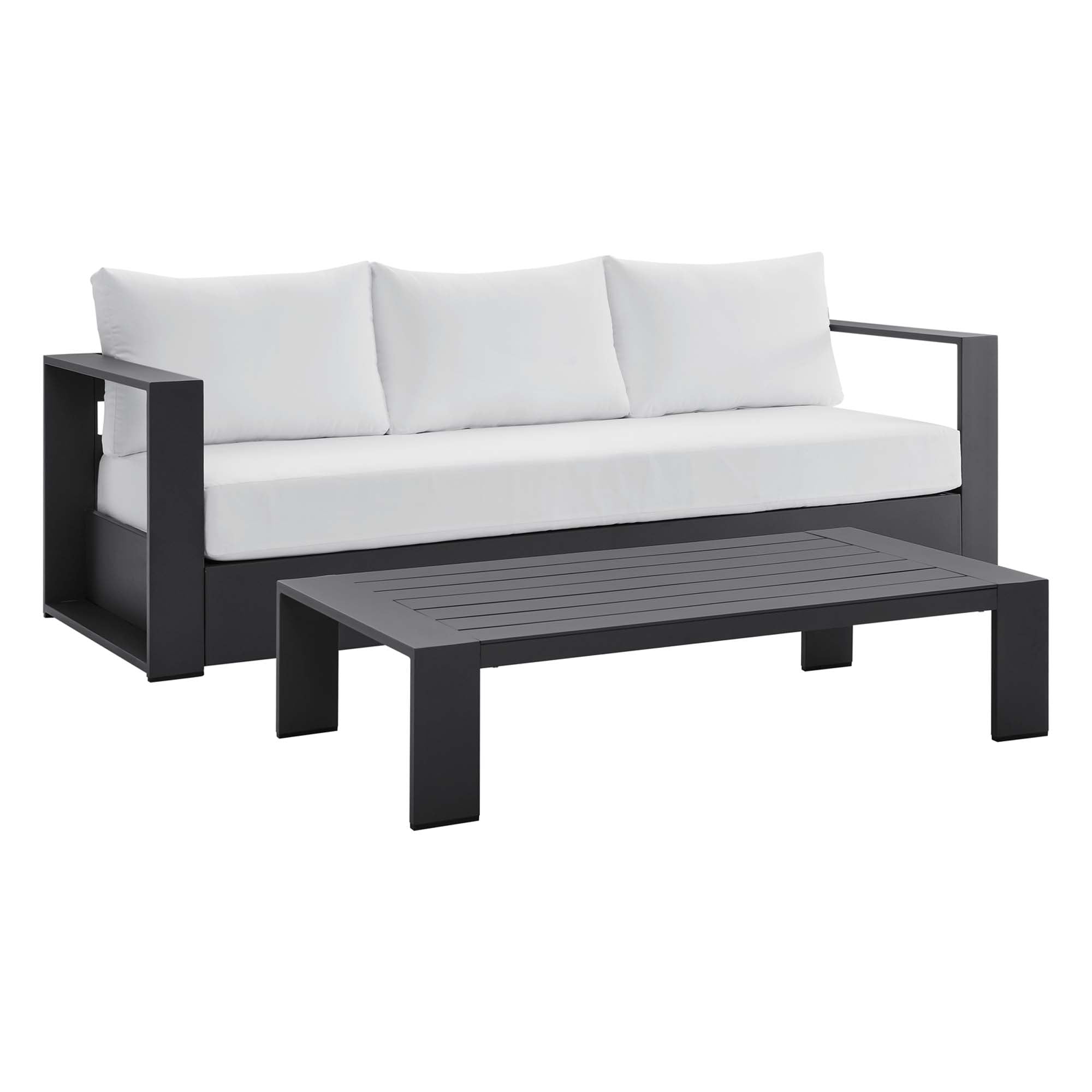 Tahoe 2-Piece Outdoor Patio Powder-Coated Aluminum Set - Gray White