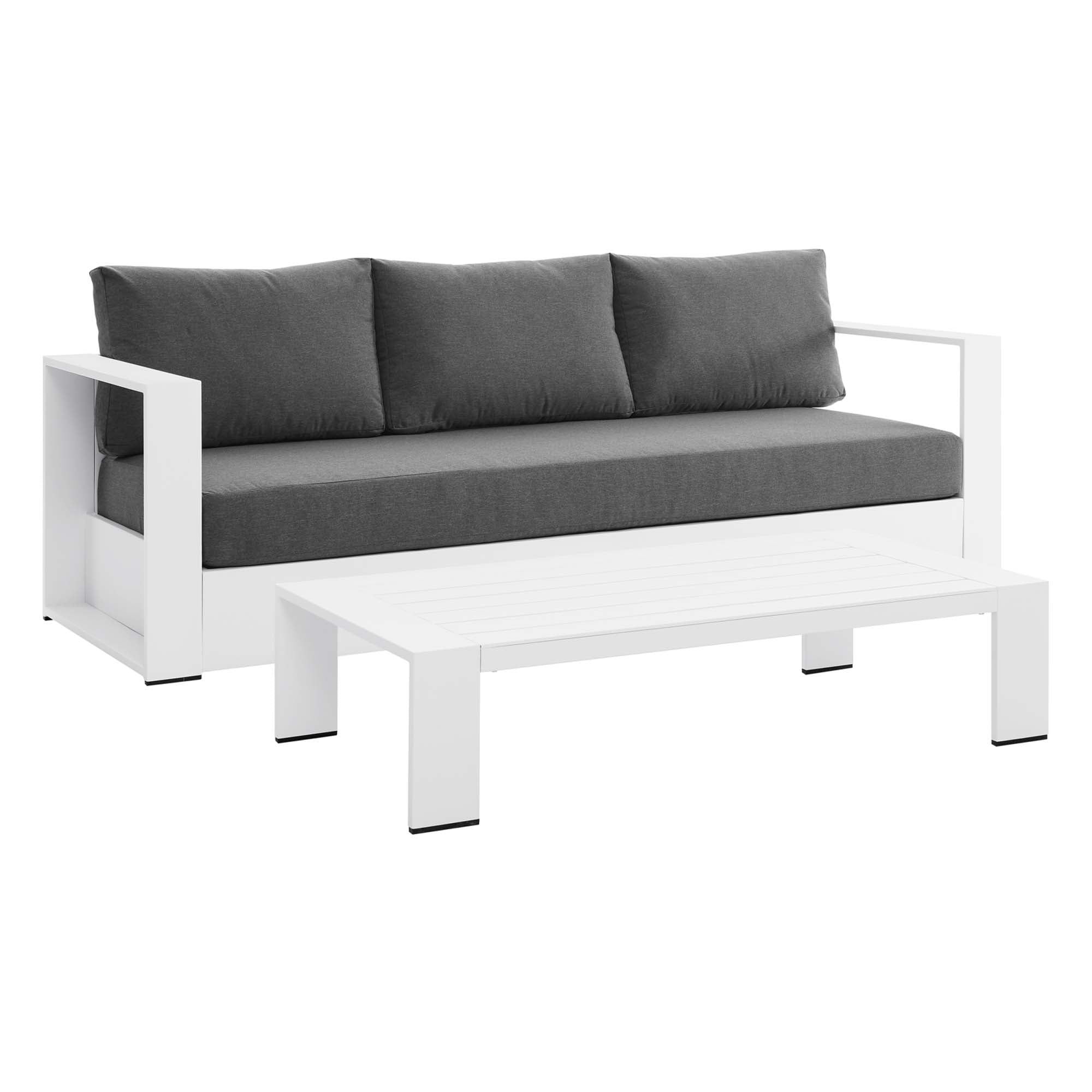 Tahoe 2-Piece Outdoor Patio Powder-Coated Aluminum Set - White Charcoal