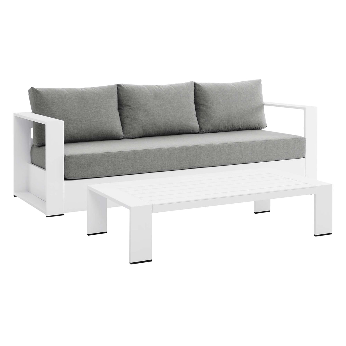 Tahoe 2-Piece Outdoor Patio Powder-Coated Aluminum Set - White Gray