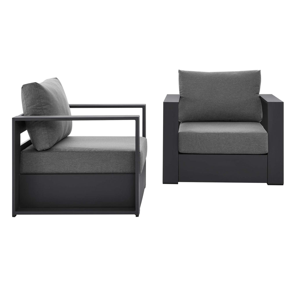 Tahoe 2-Piece Outdoor Patio Powder-Coated Aluminum Armchair Set - Gray Charcoal