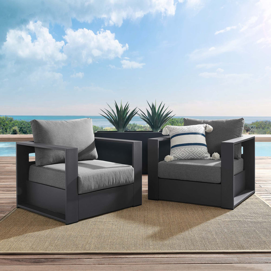 Tahoe 2-Piece Outdoor Patio Powder-Coated Aluminum Armchair Set - Gray Charcoal