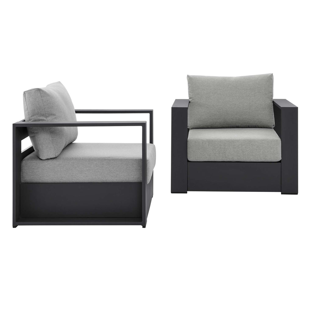 Tahoe 2-Piece Outdoor Patio Powder-Coated Aluminum Armchair Set - Gray Gray
