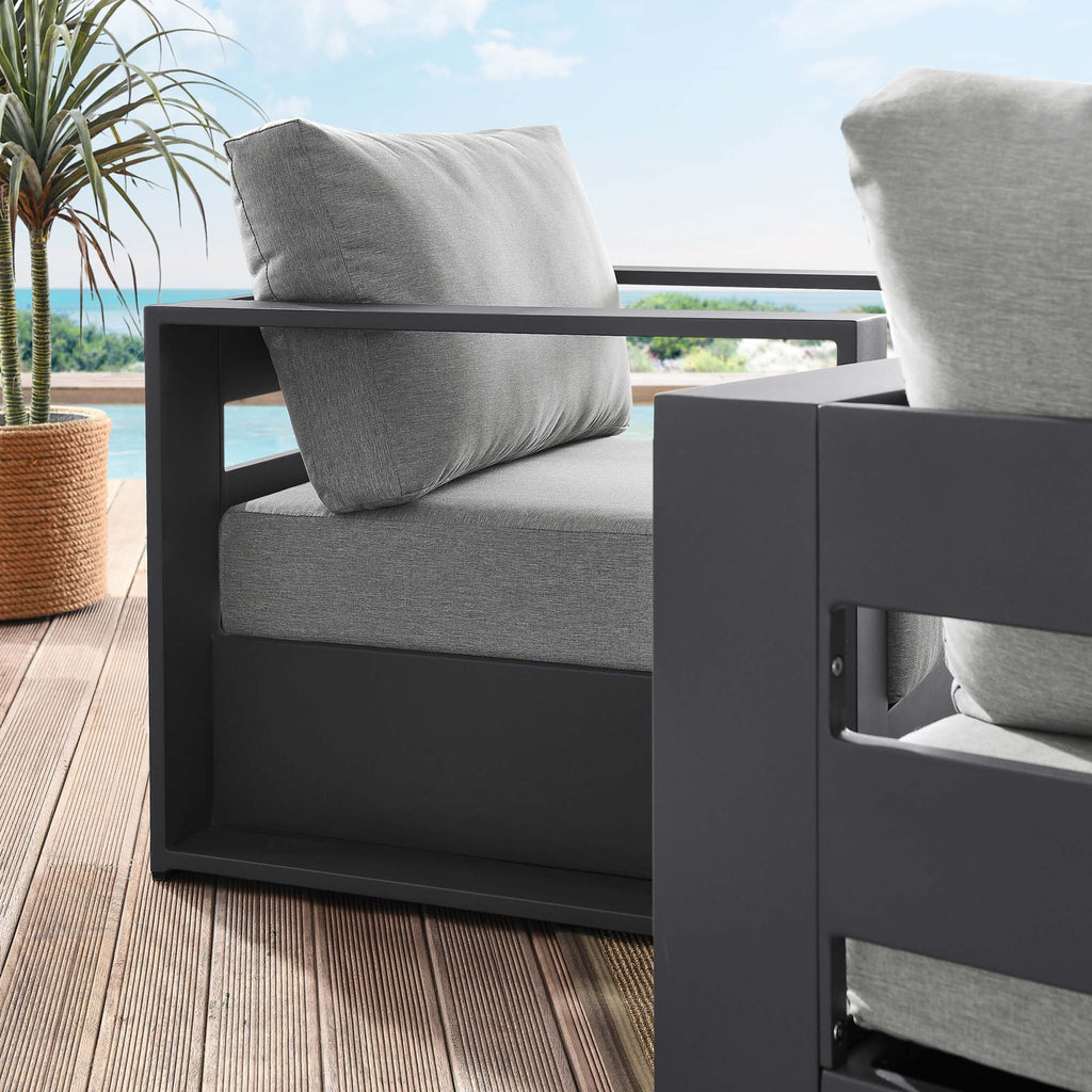 Tahoe 2-Piece Outdoor Patio Powder-Coated Aluminum Armchair Set - Gray Gray