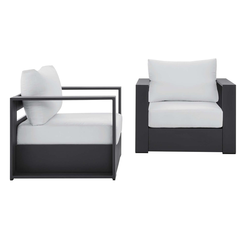 Tahoe 2-Piece Outdoor Patio Powder-Coated Aluminum Armchair Set - Gray White