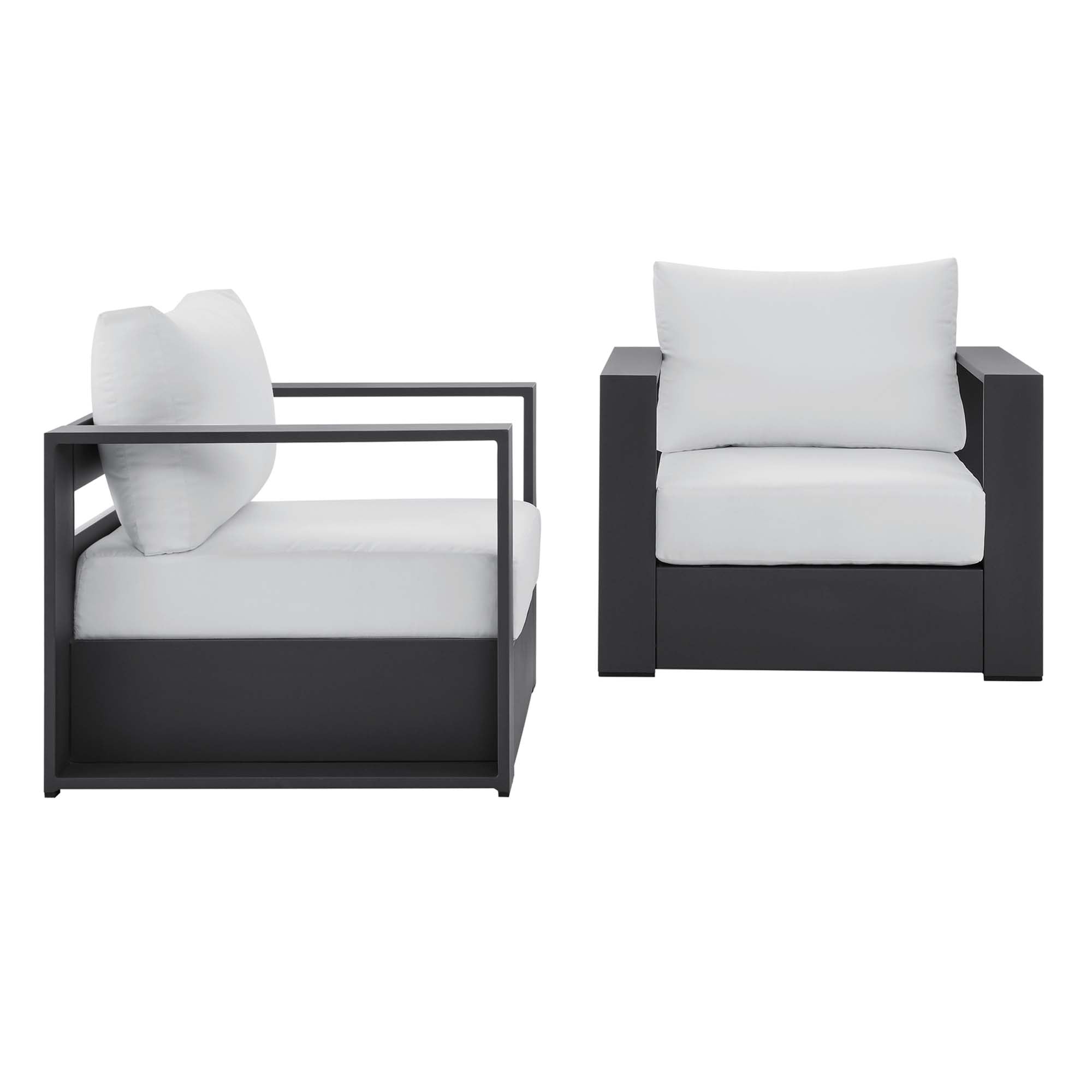 Tahoe 2-Piece Outdoor Patio Powder-Coated Aluminum Armchair Set - Gray White