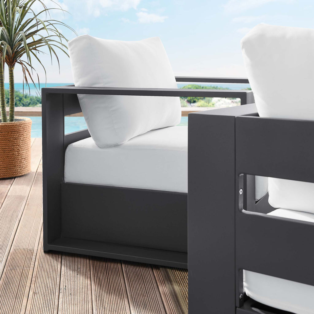 Tahoe 2-Piece Outdoor Patio Powder-Coated Aluminum Armchair Set - Gray White