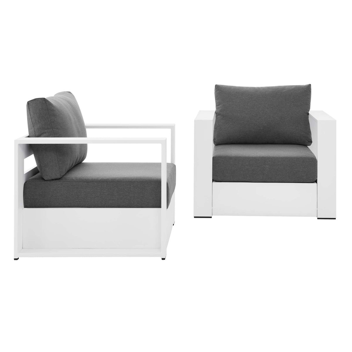 Tahoe 2-Piece Outdoor Patio Powder-Coated Aluminum Armchair Set - White Charcoal
