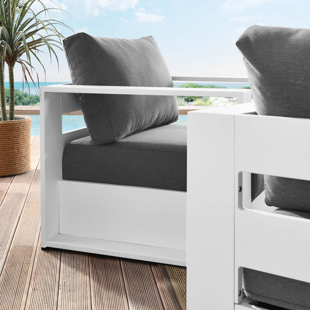 Tahoe 2-Piece Outdoor Patio Powder-Coated Aluminum Armchair Set - White Charcoal