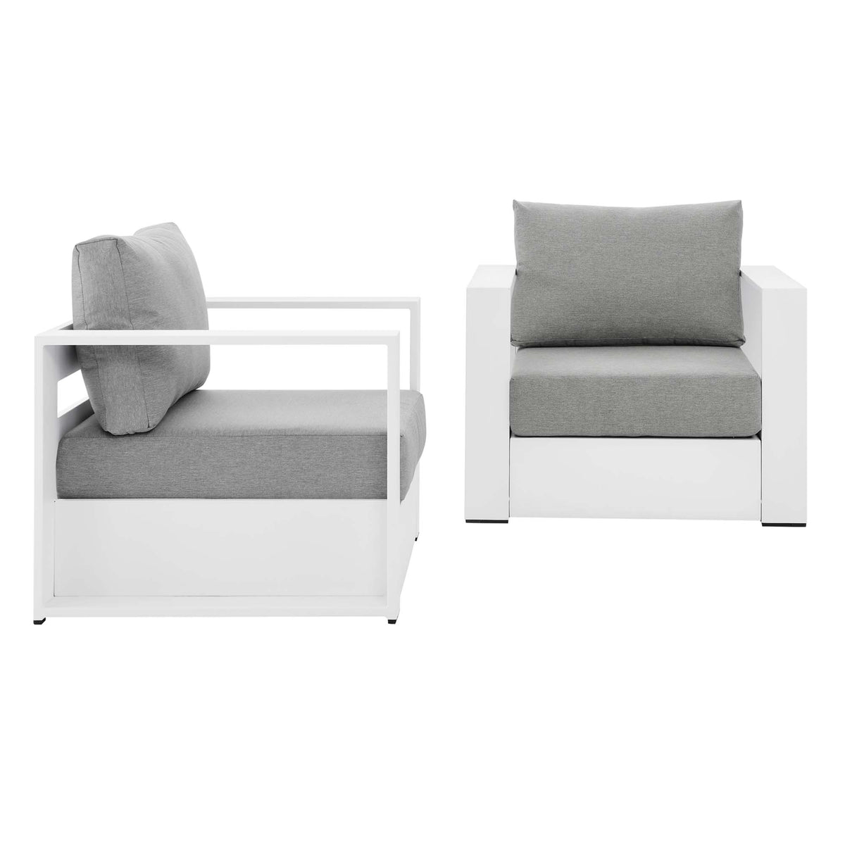 Tahoe 2-Piece Outdoor Patio Powder-Coated Aluminum Armchair Set - White Gray