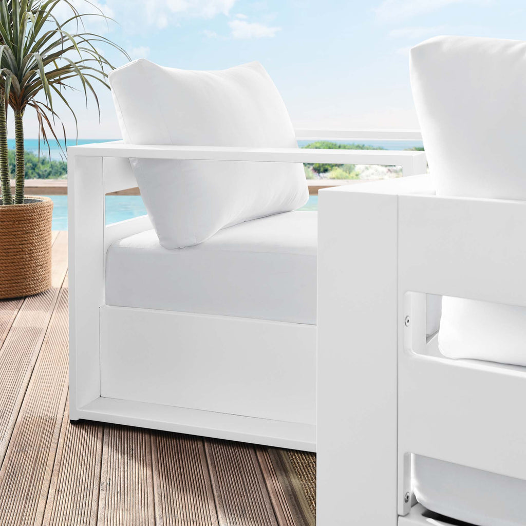 Tahoe 2-Piece Outdoor Patio Powder-Coated Aluminum Armchair Set - White White