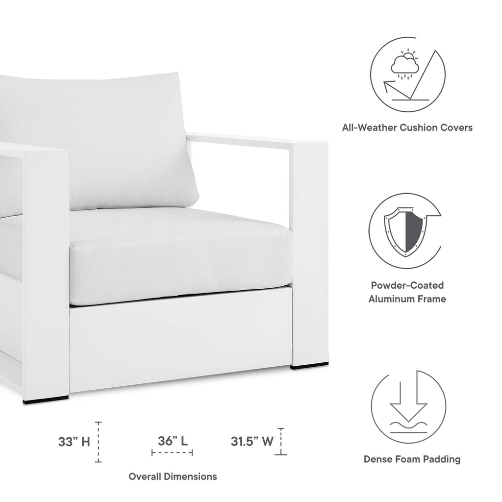 Tahoe 2-Piece Outdoor Patio Powder-Coated Aluminum Armchair Set - White White