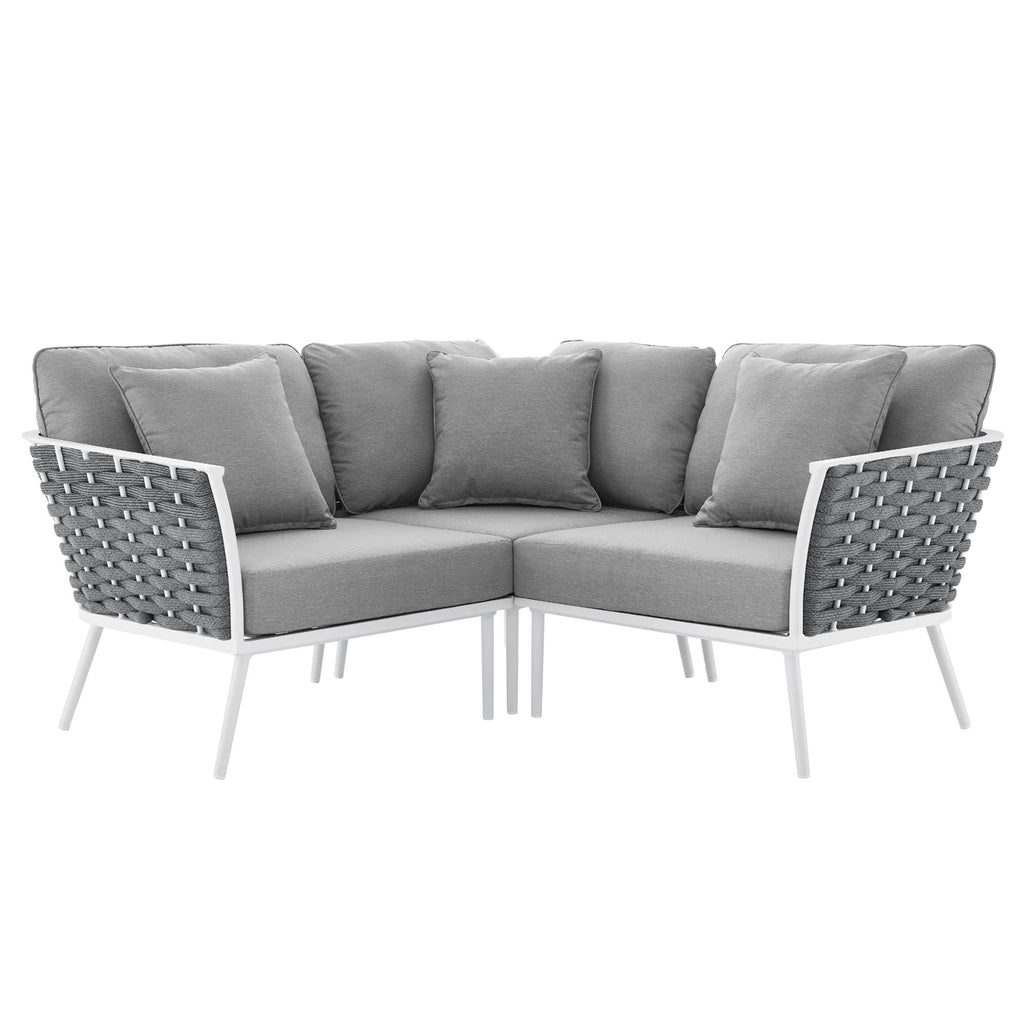 Stance Outdoor Patio Aluminum Small Sectional Sofa - White Gray