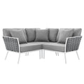 Stance Outdoor Patio Aluminum Small Sectional Sofa - White Gray