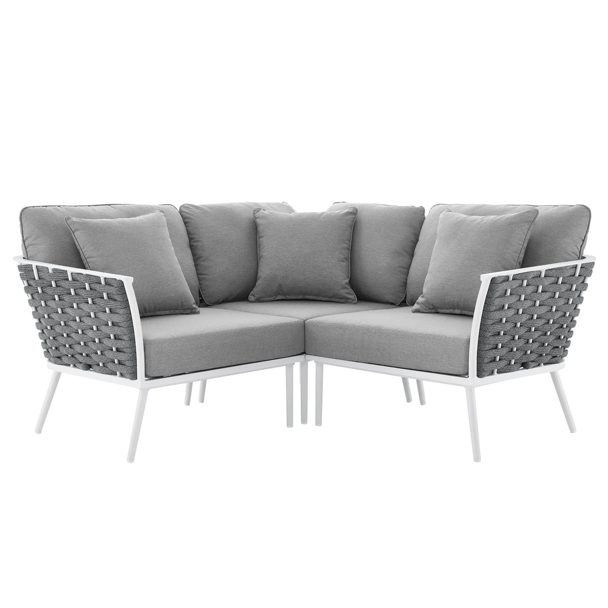Stance Outdoor Patio Aluminum Small Sectional Sofa - White Gray