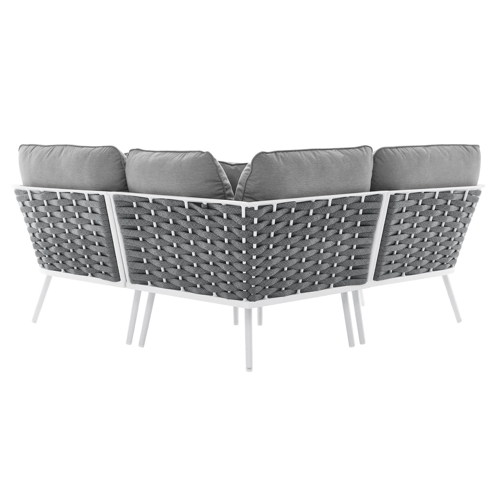 Stance Outdoor Patio Aluminum Small Sectional Sofa - White Gray
