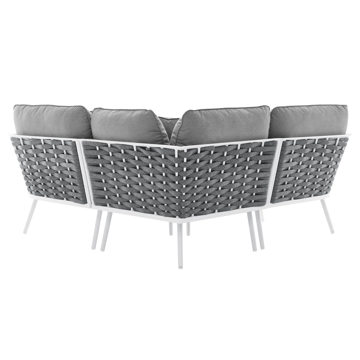 Stance Outdoor Patio Aluminum Small Sectional Sofa - White Gray