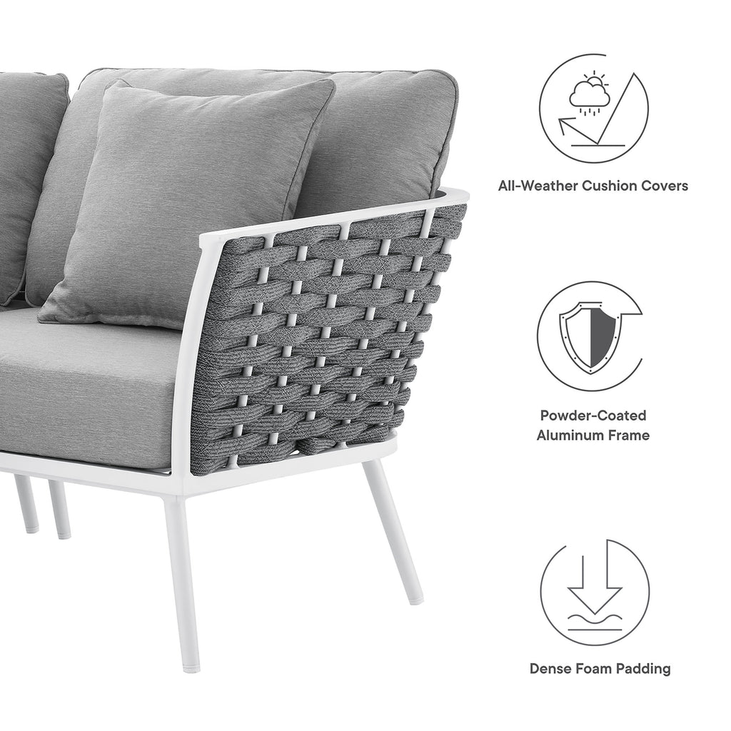 Stance Outdoor Patio Aluminum Small Sectional Sofa - White Gray
