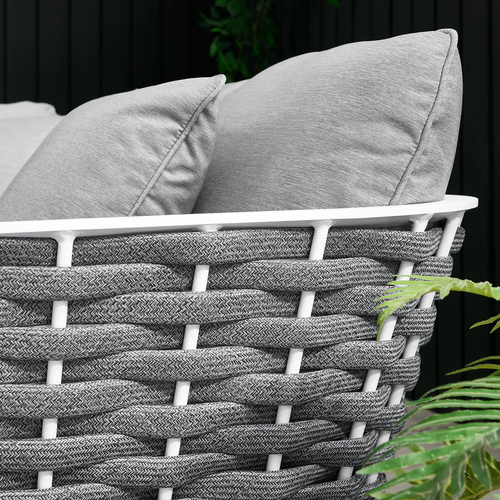 Stance Outdoor Patio Aluminum Small Sectional Sofa - White Gray