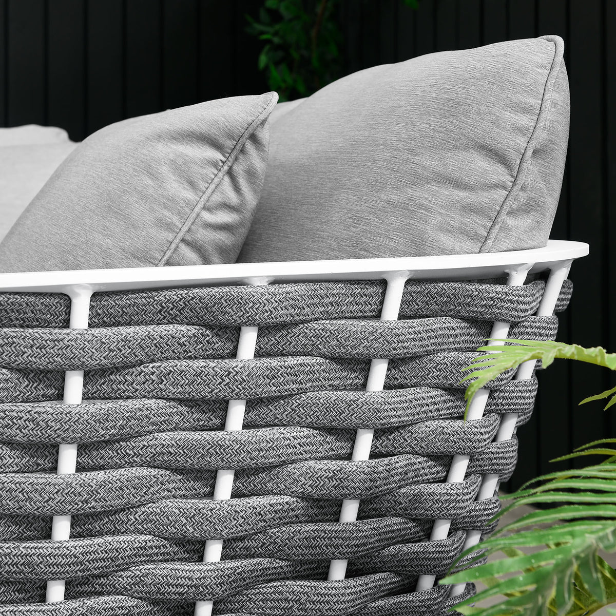Stance Outdoor Patio Aluminum Small Sectional Sofa - White Gray