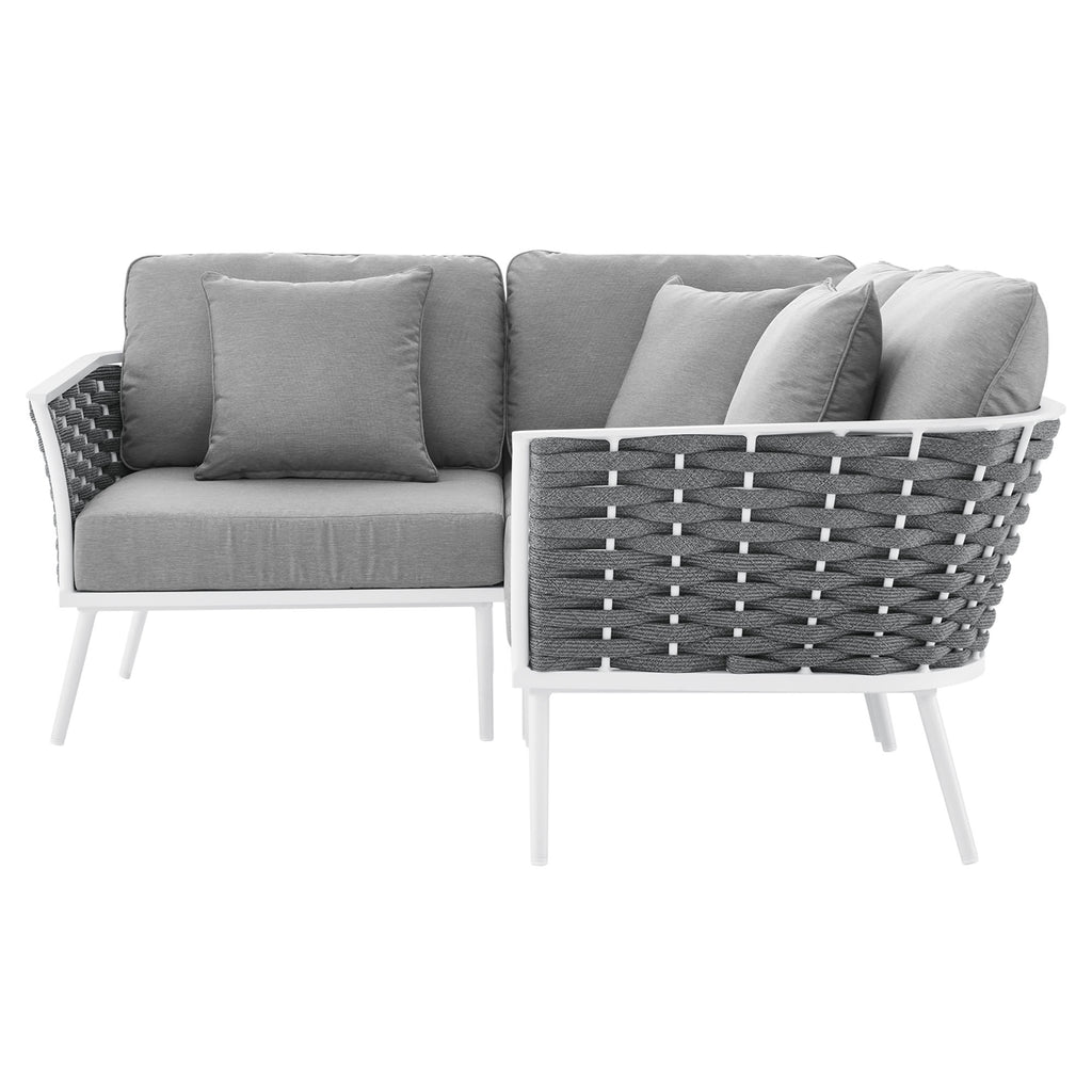 Stance Outdoor Patio Aluminum Small Sectional Sofa - White Gray