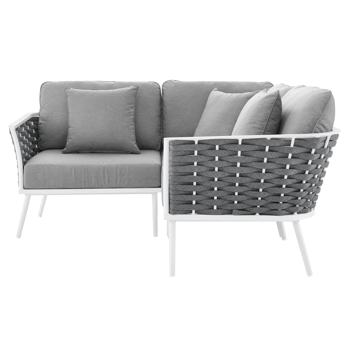 Stance Outdoor Patio Aluminum Small Sectional Sofa - White Gray