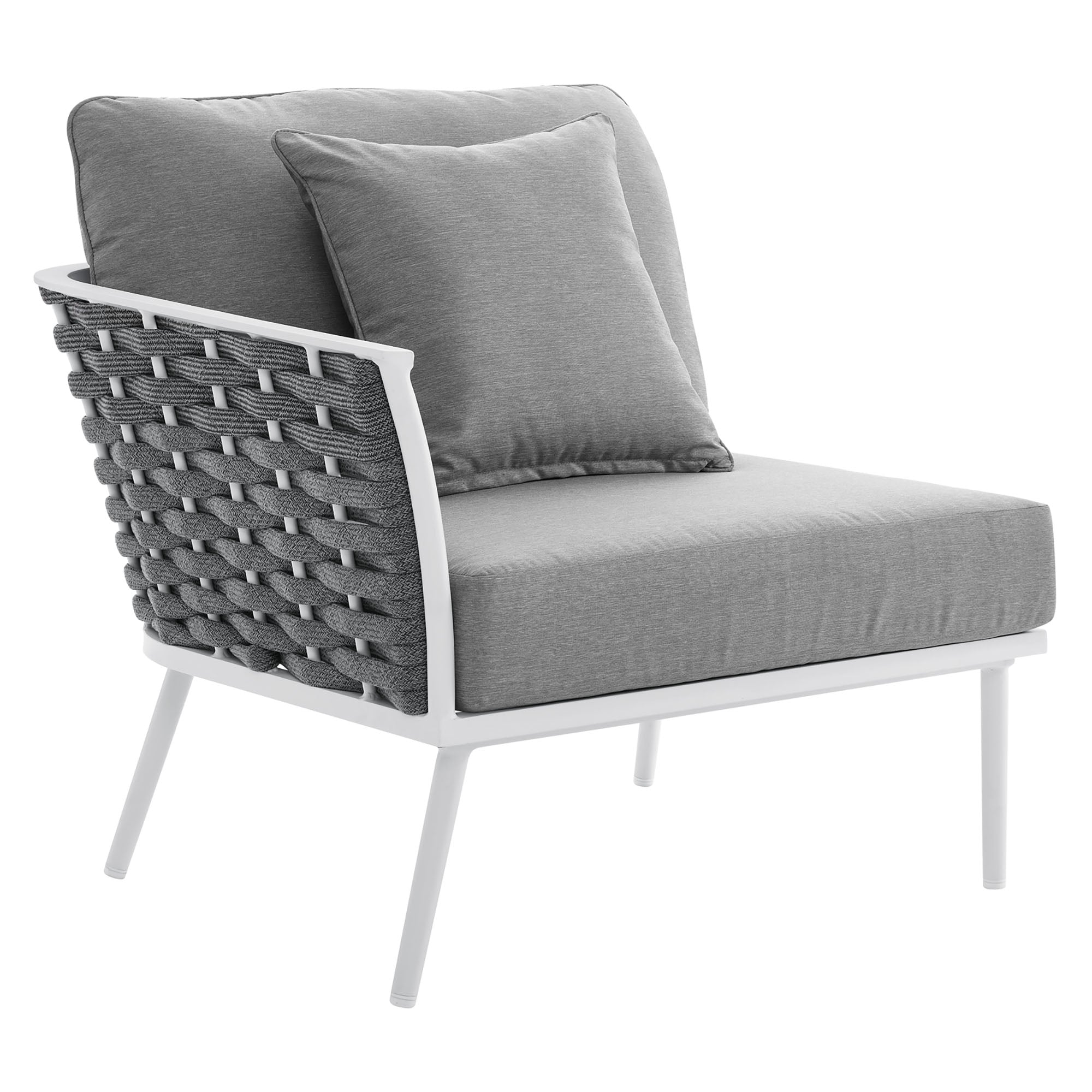 Stance Outdoor Patio Aluminum Small Sectional Sofa - White Gray