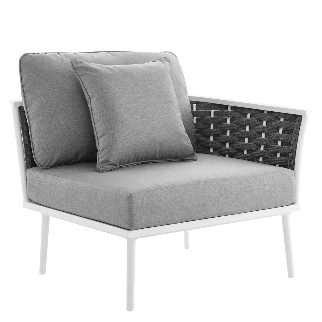 Stance Outdoor Patio Aluminum Small Sectional Sofa - White Gray