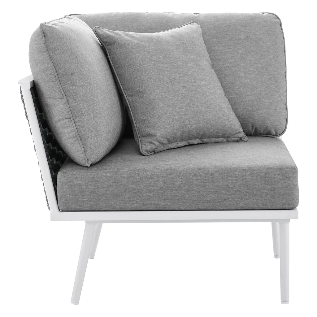 Stance Outdoor Patio Aluminum Small Sectional Sofa - White Gray