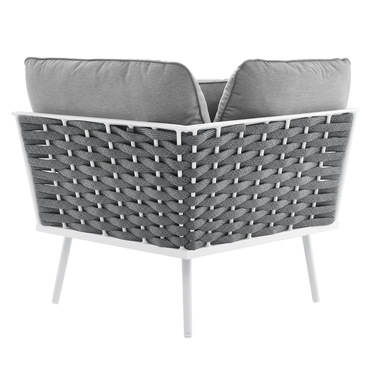 Stance Outdoor Patio Aluminum Small Sectional Sofa - White Gray