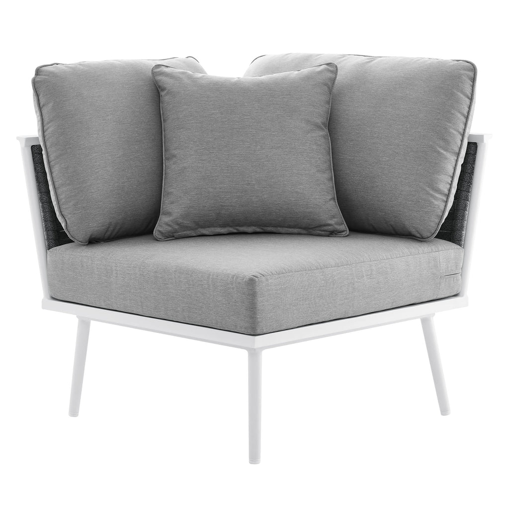 Stance Outdoor Patio Aluminum Small Sectional Sofa - White Gray