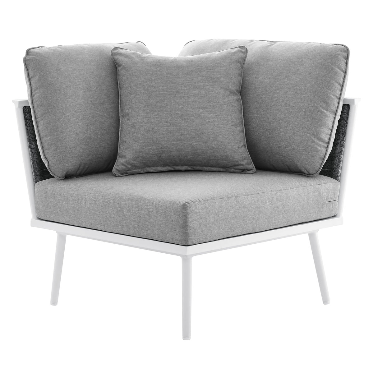 Stance Outdoor Patio Aluminum Small Sectional Sofa - White Gray