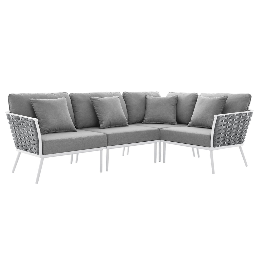 Stance Outdoor Patio Aluminum Large Sectional Sofa - White Gray
