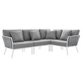 Stance Outdoor Patio Aluminum Large Sectional Sofa - White Gray
