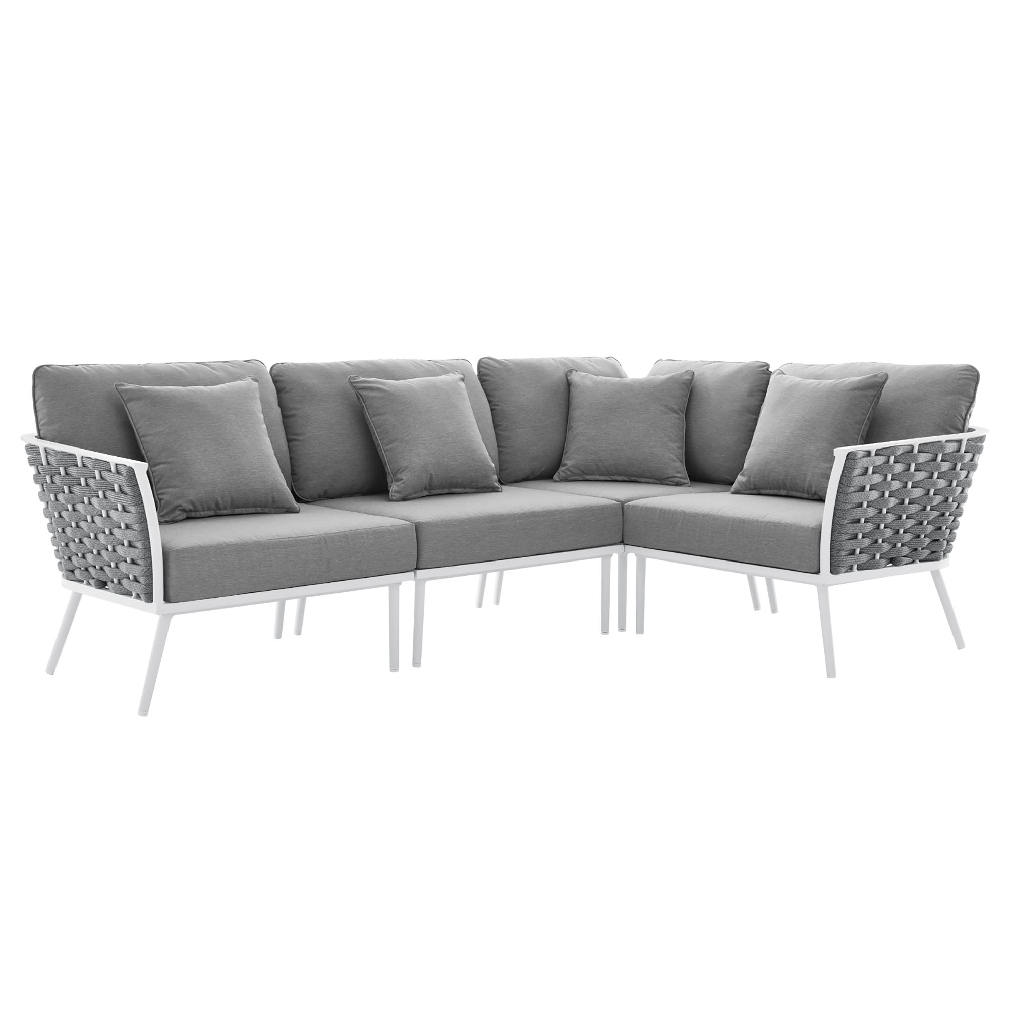 Stance Outdoor Patio Aluminum Large Sectional Sofa - White Gray